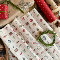 Лен лимитированная коллекция Christmas-2025 Клетка с рисунками 