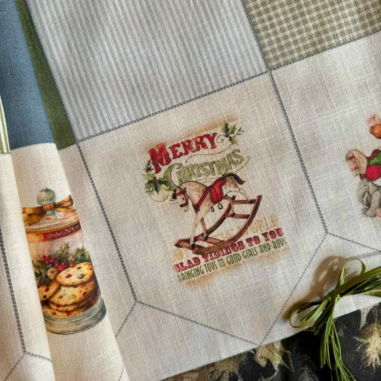 Лен лимитированная коллекция Christmas купон 135*33см Гирлянда 10 двусторонних флажков