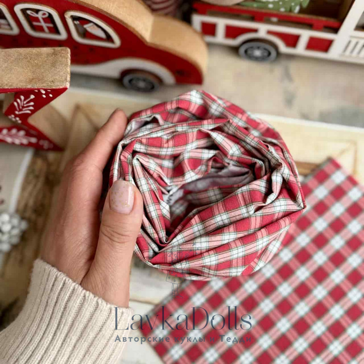 Хлопок коллекция Holiday spirit 2026 Клетка красная