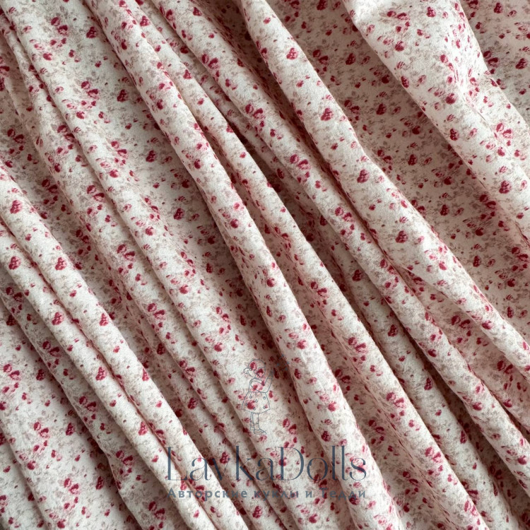 Хлопок коллекция Mini розы красные на молочном фоне Хлопок коллекция Mini розы красные на молочном фоне