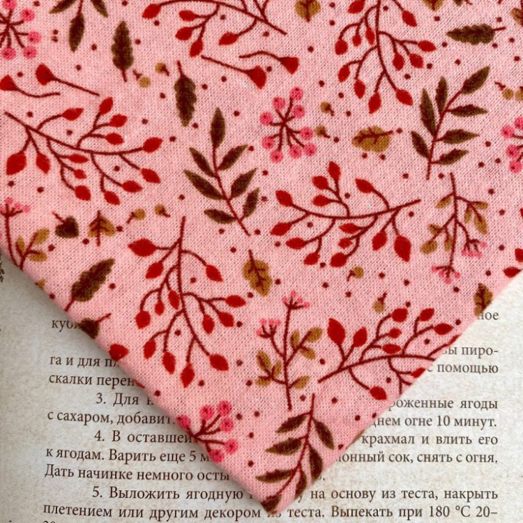 Фланель хлопковая 36*50см Осенний лес на розовом фоне 