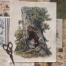 Постер Сказки, купон на холсте 22*28см Белка с книгой в дупле