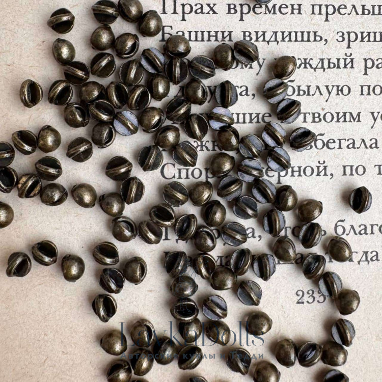 Пуговицы металлические на ножке 3мм цвет Бронза      