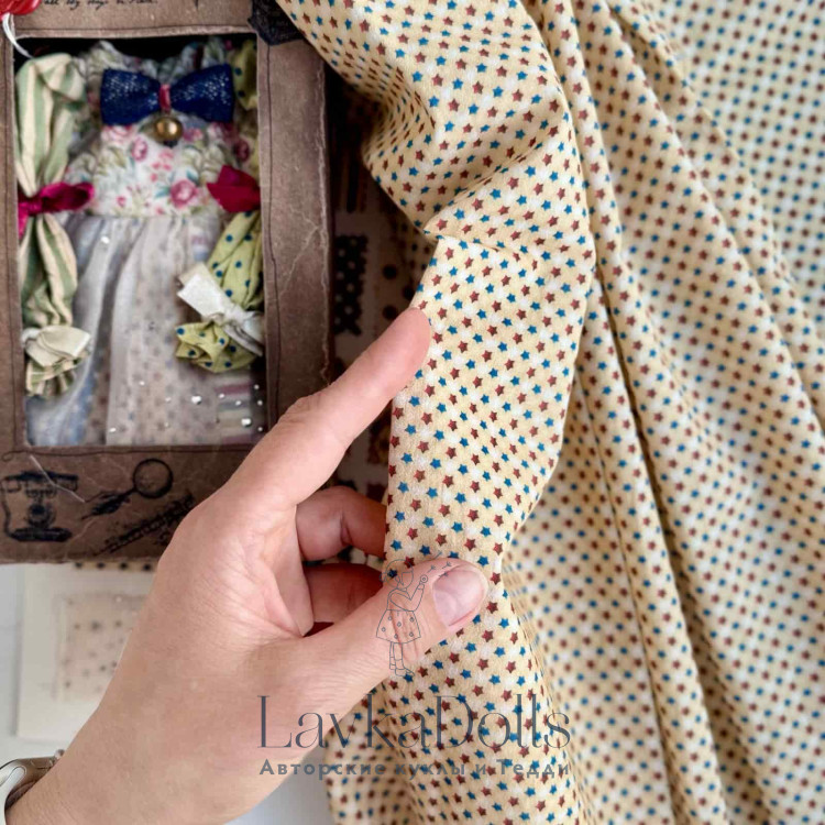 Хлопок коллекция Шапито отрез 35*50см Звездочки синие, красные