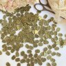 Подвеска - бирка металлическая 11*8мм Made with Love цвет Латунь