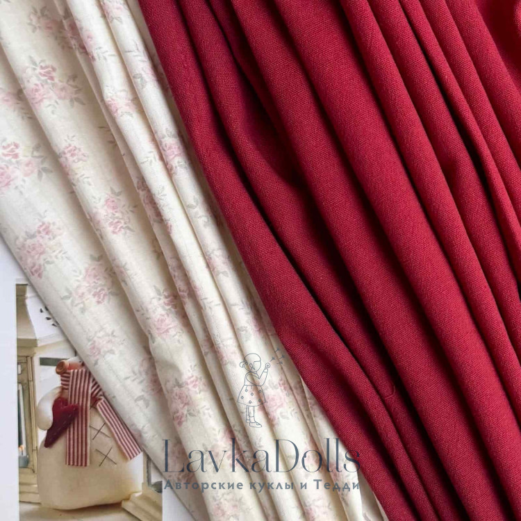 Хлопок крэш цвет Терракота красная - компаньон для новогодних тканей